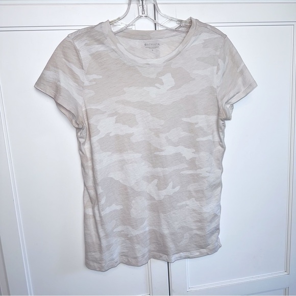 Athleta Organic Daily Camo Crew Tee Sea Salt SIZE S - Picture 2 of 9
